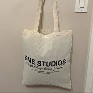 EME Studios Woven Cotton Shopping Bag - Beige